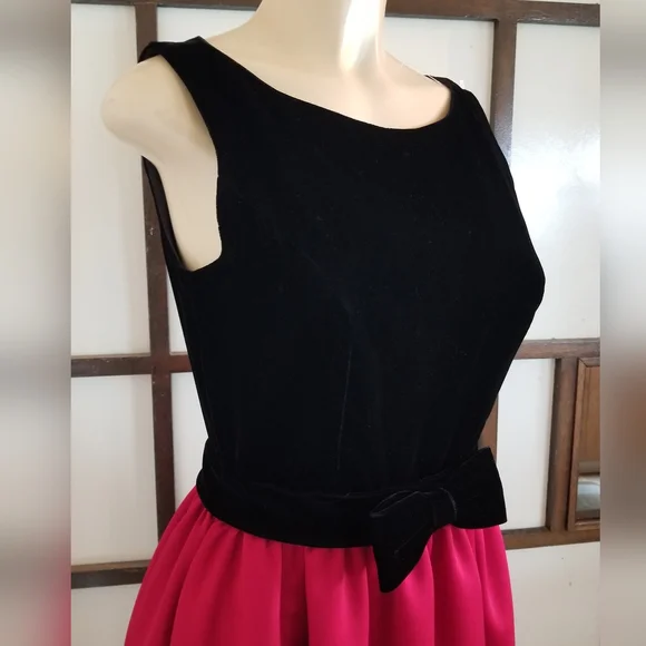 women's plus black dress Vintage 1950s Black Velvet Midi Dress – ALEXANDRA-KING main image 1